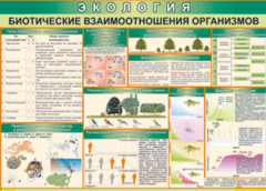 Таблица "Биотические взаимоотношения организмов" (100х140 сантиметров, винил) - fgospostavki.ru - Ивантеевка