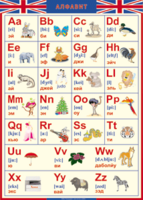 Таблица "Грамматика английского языка. Английский алфавит в картинках (с транскрипцией)" (100х140 сантиметров, винил) - fgospostavki.ru - Ивантеевка