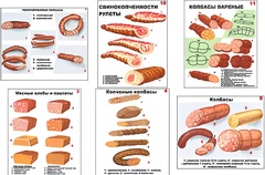 Плакаты ПРОФТЕХ "Ассортимент колбасной и мясной продукции" (11 пл, винил, 70х100) - fgospostavki.ru - Ивантеевка