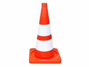 Сигнальный дорожный конус (мягкий, с двумя белыми полосами) - fgospostavki.ru - Ивантеевка