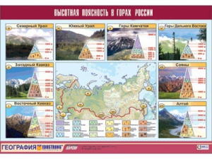 Таблица демонстрационная "Высотная поясность в горах России" (винил 70*100) - fgospostavki.ru - Ивантеевка