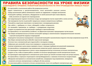 Таблица "Правила безопасности на уроке физики" (100х140 сантиметров, винил) - fgospostavki.ru - Ивантеевка