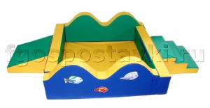 Сухой бассейн "Волна-1" 1,5х1,5м с аппликацией лестницой и скатом - fgospostavki.ru - Ивантеевка