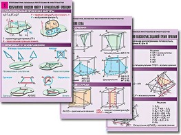 Комплект таблиц по геометрии "Стереометрия. Основные построения в пространстве" (8 таблиц, А1, ламинированные) - fgospostavki.ru - Ивантеевка